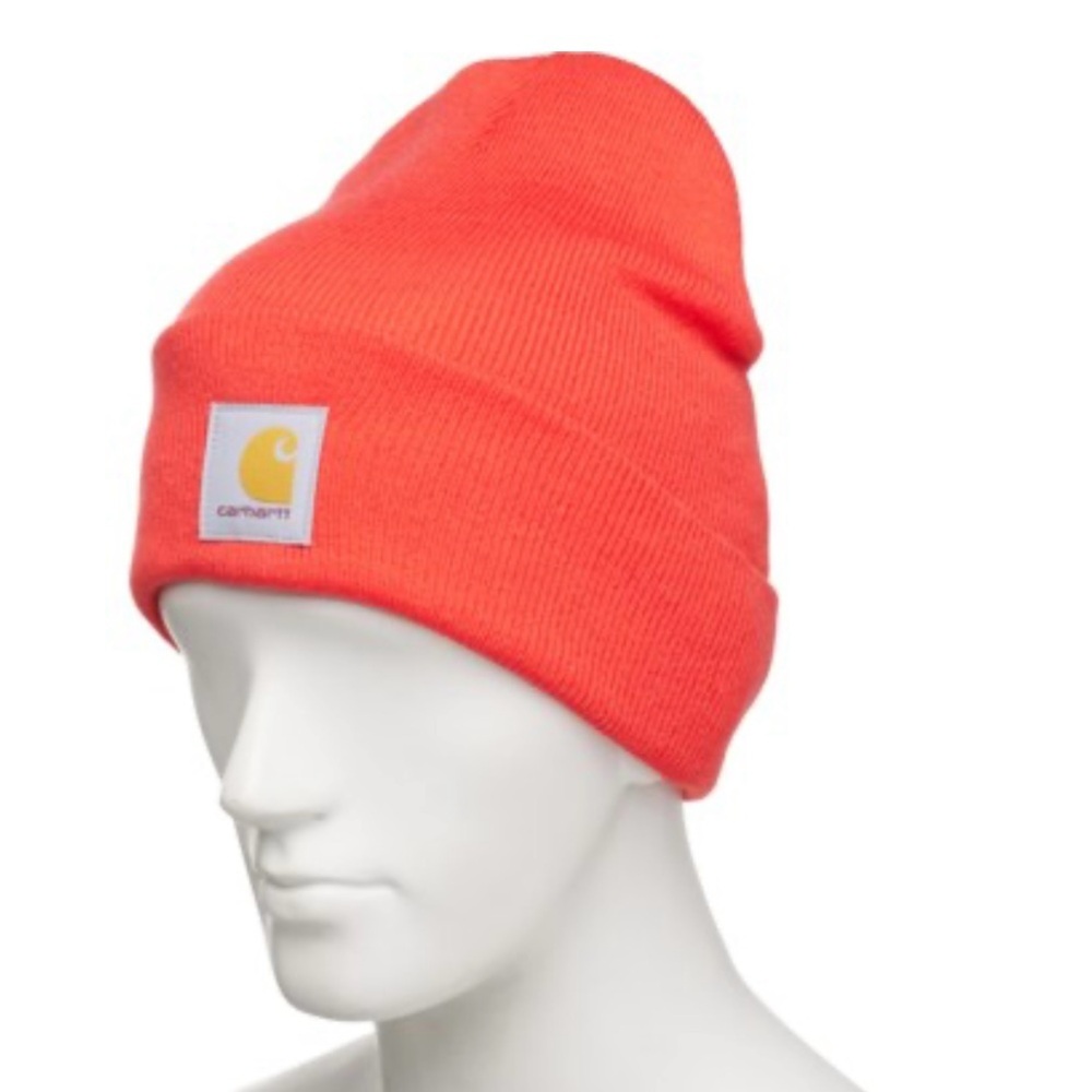 NWT Carhartt Knit Cuffed Beanie Color Bittersweet Orange Neon Winter‎ Warm Fall